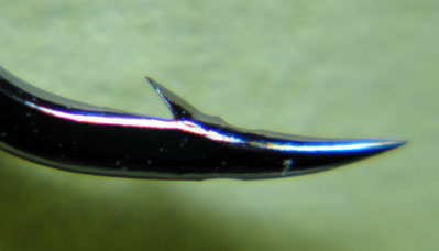 Hooks: either straight point or curved point